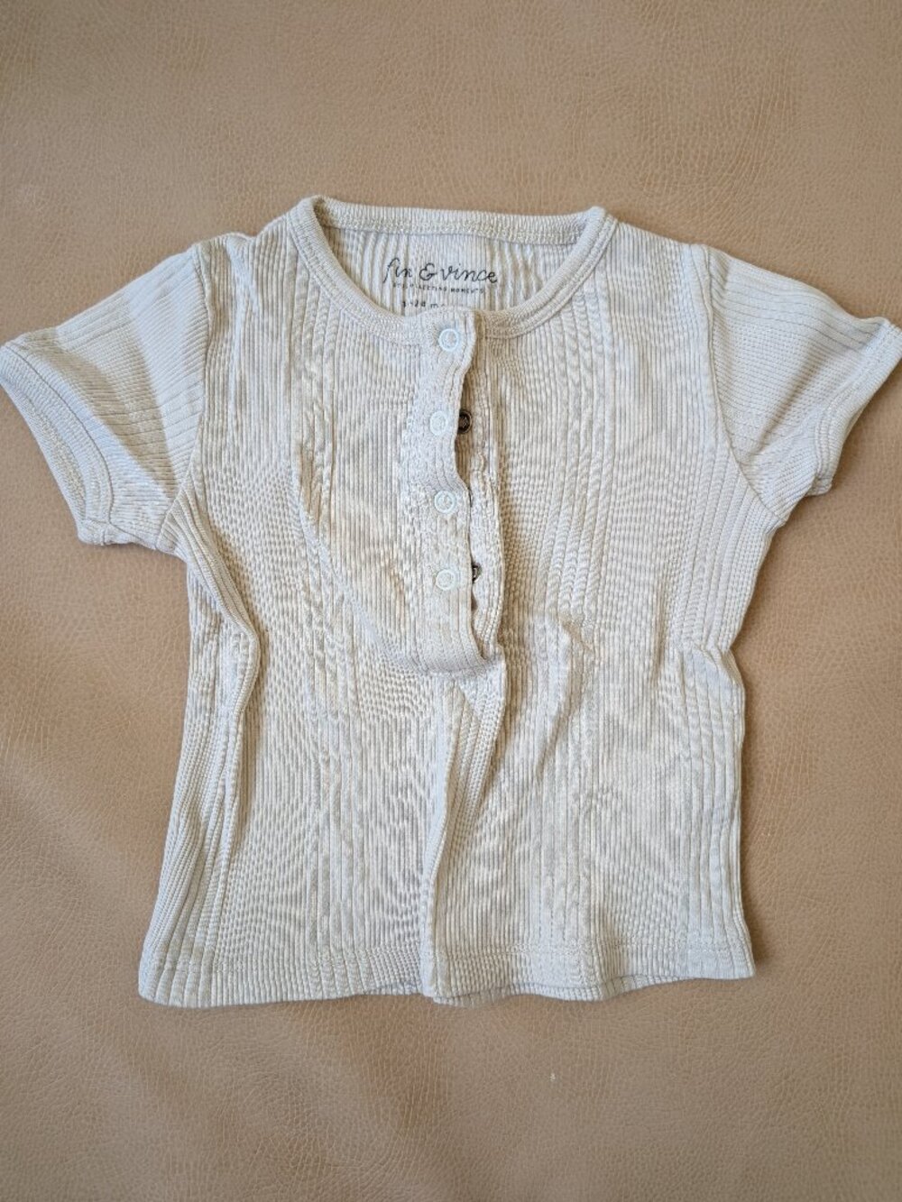 Fin & Vince Ribbed White Snap Tee
